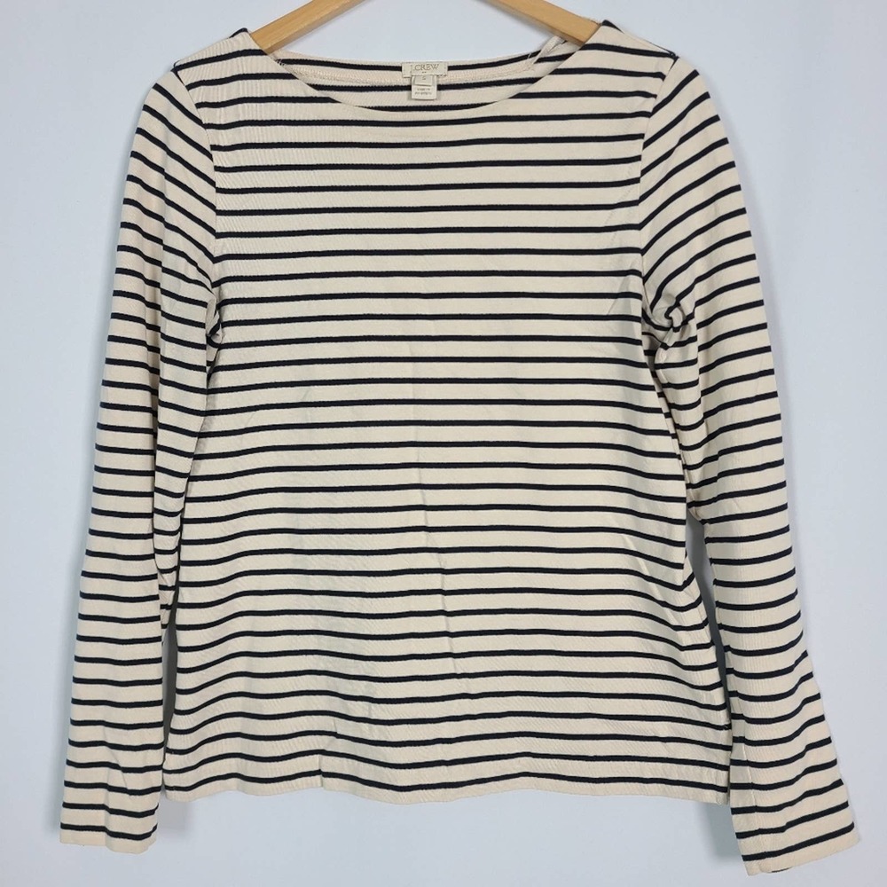 J. Crew Factory Long Sleeve Striped Cotton Tshirt